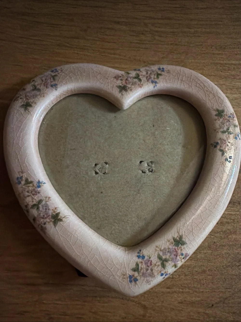 Vintage Terragrafics Ceramic Heart Picture Frame 1987 Floral Cottagecore Granny